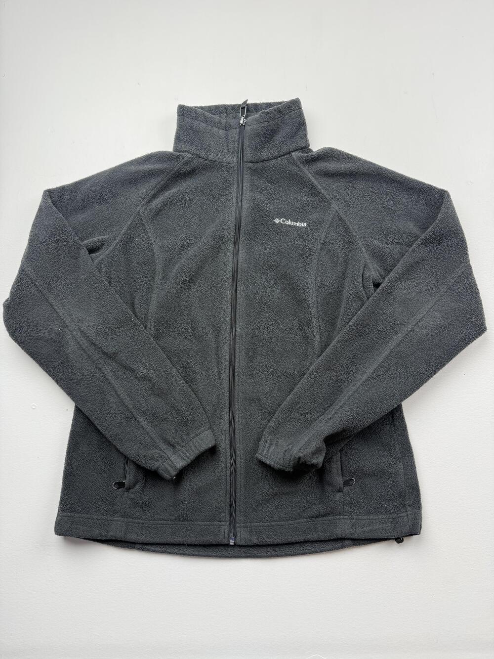 Columbia Fleece Jacket Womens Large Gray Full Zip Pockets Outdoor Warm Layering